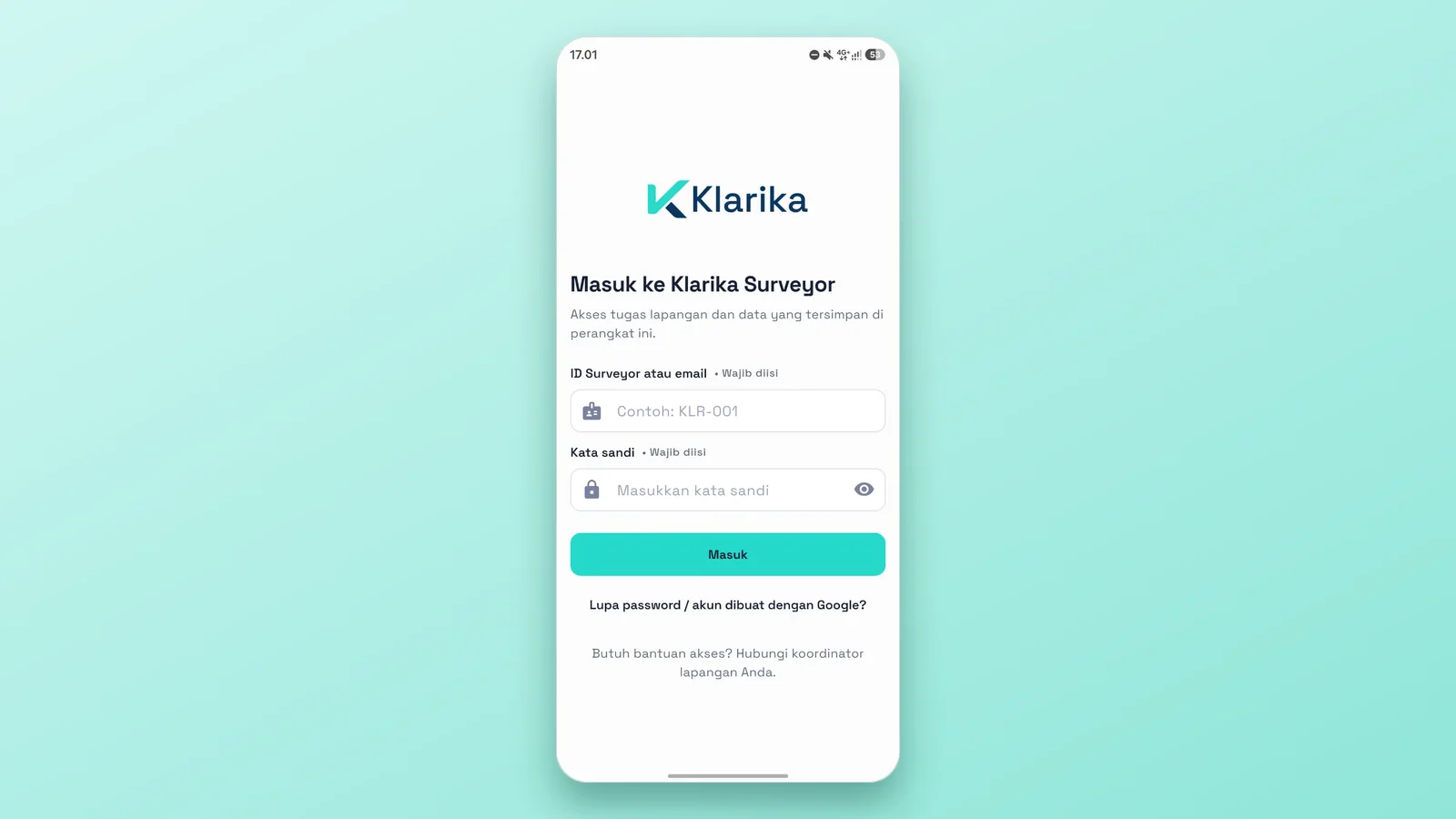 Klarika Mobile — aplikasi mobile